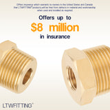 LTWFITTING Brass Pipe Hex Bushing Reducer Fittings 3/4 Inch Male x 1/4 Inch Female NPT Fuel(Pack of 5)