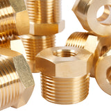 LTWFITTING Brass Pipe Hex Bushing Reducer Fittings 3/4 Inch Male x 1/4 Inch Female NPT Fuel(Pack of 100)