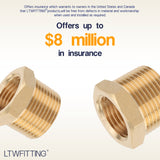 LTWFITTING Brass Hex Pipe Bushing Reducer Fittings 3/4 Inch Male x 1/2 Inch Female NPT (Pack of 5)