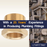 LTWFITTING Brass Hex Pipe Bushing Reducer Fittings 3/4 Inch Male x 1/2 Inch Female NPT (Pack of 5)