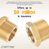 LTWFITTING Brass Pipe Hex Bushing Reducer Fittings 1 Inch Male x 3/4 Inch Female NPT Fuel(Pack of 70)