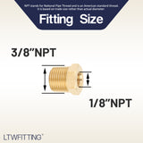 LTWFITTING Brass Pipe Hex Bushing Reducer Fittings 3/8 Inch Male x 1/8 Inch Female NPT Fuel(Pack of 30)