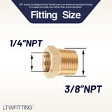 LTWFITTING Brass Pipe Hex Bushing Reducer Fittings 3/8 Inch Male x 1/4 Inch Female NPT(Pack of 30)