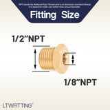 LTWFITTING Brass Pipe Hex Bushing Reducer Fittings 1/2 Inch Male x 1/8 Inch Female NPT(Pack of 5)