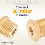 LTWFITTING Brass Pipe Hex Bushing Reducer Fittings 1/2 Inch Male x 1/8 Inch Female NPT(Pack of 5)
