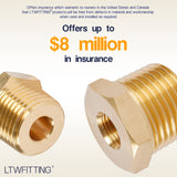 LTWFITTING Brass Pipe Hex Bushing Reducer Fittings 1/2 Inch Male x 1/4 Inch Female NPT(Pack of 5)