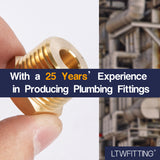 LTWFITTING Brass Pipe Hex Bushing Reducer Fittings 1/2 Inch Male x 1/4 Inch Female NPT(Pack of 5)