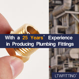 LTWFITTING Brass Pipe Hex Bushing Reducer Fittings 1/2 Inch Male x 3/8 Inch Female NPT(Pack of 5)