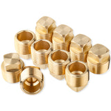 LTWFITTING Brass Pipe Square Head Plug Fittings 1/2 Inch Male NPT Air Fuel Water Boat(Pack of 10)