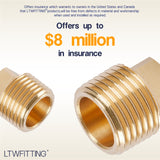 LTWFITTING Brass Pipe Square Head Plug Fittings 1/2 Inch Male NPT Air Fuel Water Boat(Pack of 10)