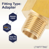 LTWFITTING Brass Pipe 3/4 Inch Female x 1/2 Inch Male NPT Adapter Fuel Gas Air(Pack of 5)