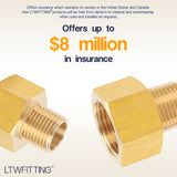 LTWFITTING Brass Pipe 3/4 Inch Female x 1/2 Inch Male NPT Adapter Fuel Gas Air(Pack of 5)
