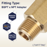 LTWFITTING Brass Pipe 1/8 inch BSPT Male x 1/8 Inch NPT Female Adapter (Pack of 5)