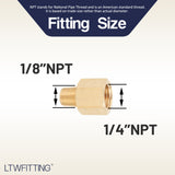 LTWFITTING Brass Pipe 1/4 Inch Female x 1/8 Inch Male NPT Adapter Fuel Gas Air(Pack of 20)