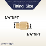 LTWFITTING Brass Pipe Fitting 1/4 Inch NPT Female x 1/4 Inch NPT Male Adapter Fuel Gas Air(Pack of 5)