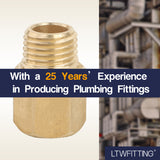 LTWFITTING Brass Pipe Fitting 1/4 Inch NPT Female x 1/4 Inch NPT Male Adapter Fuel Gas Air(Pack of 5)