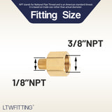 LTWFITTING Brass Pipe 3/8 Inch Female x 1/8 Inch Male NPT Adapter Fuel Gas Air(Pack of 20)