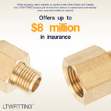 LTWFITTING Brass Pipe 3/8 Inch Female x 1/4 Inch Male NPT Adapter Fuel Gas Air(Pack of 25)