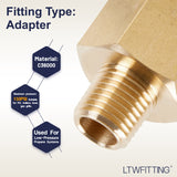 LTWFITTING Brass Pipe 1/2 Inch Female x 1/4 Inch Male NPT Adapter Fuel Gas Air(Pack of 5)