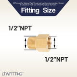 LTWFITTING Brass Pipe 1/2 Inch Female x 1/2 Inch Male NPT Adapter Fuel Gas Air(Pack of 150)