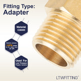 LTWFITTING Brass Pipe 1/2 Inch Female x 1/2 Inch Male NPT Adapter Fuel Gas Air(Pack of 25)