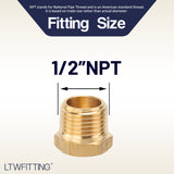 LTWFITTING Brass Pipe Hex Head Plug Fittings 1/2-Inch Male NPT Air Fuel Water Boat(Pack of 10)