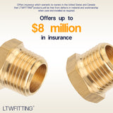 LTWFITTING Brass Pipe Hex Head Plug Fittings 1/2-Inch Male NPT Air Fuel Water Boat(Pack of 10)