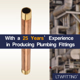 LTWFITTING Red Brass Pipe Fitting, Nipple, 3/4 Inch NPT Male X 10 Inch Length (Pack of 4)