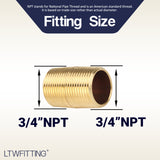 LTWFITTING Red Brass Pipe Fitting, Nipple, 3/4 Inch NPT Male X 1-1/2 Inch Length (Pack of 20)