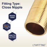 LTWFITTING Red Brass Pipe Fitting, Nipple, 3/4 Inch NPT Male X 1-1/2 Inch Length (Pack of 20)