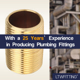 LTWFITTING Red Brass Pipe Fitting, Nipple, 3/4 Inch NPT Male X 1-1/2 Inch Length (Pack of 20)