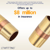 LTWFITTING Red Brass Pipe Fitting, Nipple, 3/4 Inch NPT Male X 2 Inch Length (Pack of 20)