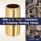 LTWFITTING Red Brass Pipe Fitting, Nipple, 3/4 Inch NPT Male X 2 Inch Length (Pack of 20)