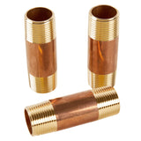 LTWFITTING Red Brass Pipe Fitting, Nipple, 3/4 Inch NPT Male X 3 Inch Length (Pack of 3)