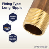 LTWFITTING Red Brass Pipe Fitting, Nipple, 3/4 Inch NPT Male X 3 Inch Length (Pack of 3)