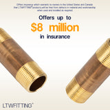 LTWFITTING Red Brass Pipe Fitting, Nipple, 3/4 Inch NPT Male X 3 Inch Length (Pack of 3)