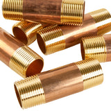 LTWFITTING Red Brass Pipe Fitting, Nipple, 3/4 Inch NPT Male X 3 Inch Length (Pack of 10)