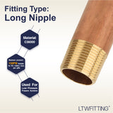 LTWFITTING Red Brass Pipe Fitting, Nipple, 3/4 Inch NPT Male X 4-1/2 Inch Length (Pack of 3)