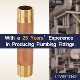 LTWFITTING Red Brass Pipe Fitting, Nipple, 3/4 Inch NPT Male X 4-1/2 Inch Length (Pack of 3)