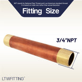 LTWFITTING Red Brass Pipe Fitting, Nipple, 3/4 Inch NPT Male X 6 Inch Length (Pack of 2)