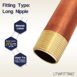 LTWFITTING Red Brass Pipe Fitting, Nipple, 3/4 Inch NPT Male X 6 Inch Length (Pack of 2)