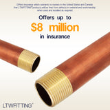 LTWFITTING Red Brass Pipe Fitting, Nipple, 3/4 Inch NPT Male X 6 Inch Length (Pack of 2)