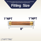 LTWFITTING Brass Pipe 8 Inch Long Nipple Fitting 1 Inch Male NPT Air Water(Pack of 1)