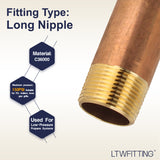 LTWFITTING Brass Pipe 8 Inch Long Nipple Fitting 1 Inch Male NPT Air Water(Pack of 1)