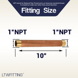 LTWFITTING Brass Pipe 10 Inch Long Nipple Fitting 1 Inch Male NPT Air Water(Pack of 1)