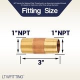 LTWFITTING Brass Pipe 3 Inch Long Nipples Fitting 1 Inch Male NPT Air Water(Pack of 3)