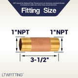 LTWFITTING Brass Pipe 3-1/2 Inch Long Nipples Fitting 1 Inch Male NPT Air Water(Pack of 3)