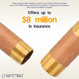 LTWFITTING Brass Pipe 3-1/2 Inch Long Nipples Fitting 1 Inch Male NPT Air Water(Pack of 3)