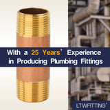 LTWFITTING Brass Pipe 3-1/2 Inch Long Nipples Fitting 1 Inch Male NPT Air Water(Pack of 3)