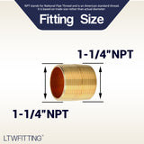 LTWFITTING Brass Pipe Close Nipple Fitting 1-1/4 Inch Male NPT(Pack of 15)